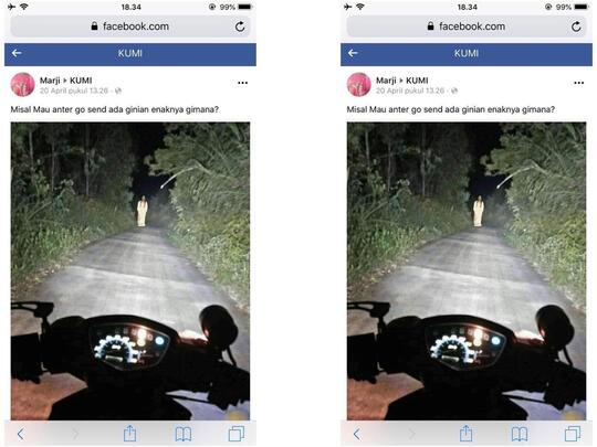 Hii..! Ketemu "PENAMPAKAN" KUNTILANAK Di Jalan Sepi, Foto Driver Ojek Ini Viral!