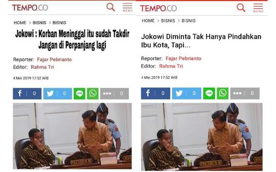 Benarkah Tempo Memuat Pernyataan Jokowi Bahwa Korban Meninggal Adalah Takdir?