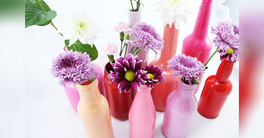 Botol Kaca Bekas Bisa Kalian Sulap Menjadi Vas Bunga Cantik Aneka Warna, GanSis!