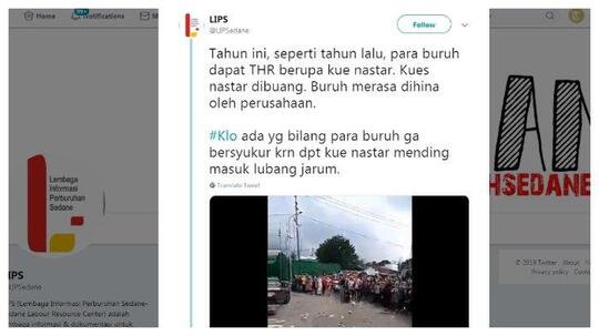 Puluhan Buruh Lempar Bingkisan Kue Perusahaan, Tak Terima hanya 1 Toples Nastar