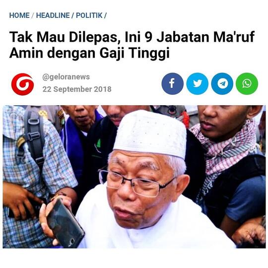 Tak Mau Dilepas, Ini 9 Jabatan Ma’ruf Amin dengan Gaji Tinggi