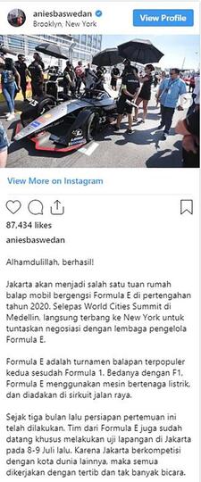Selain ke Washington, Anies ke New York Bahas Jakarta Tuan Rumah Formula E