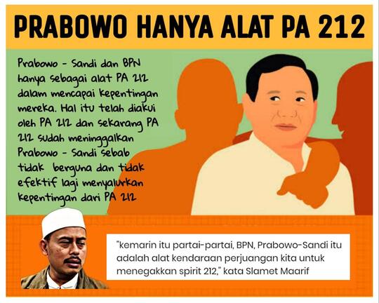 Akhirnya Terkuak, Prabowo-Sandi Hanyalah Kendaraan bagi PA 212