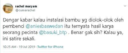 Soal Bambu Getah Getih, Rachel Maryam: Bukannya Desainernya Pecinta Ahok?