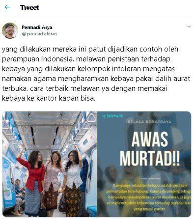 Kebaya Disebut Murtad, Abu Janda Beri Sindiran Skakmat