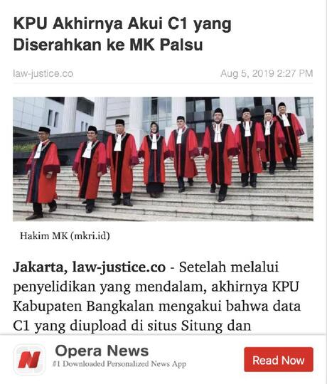 Benarkah KPU Bangkalan Mengakui Data C1 yang Diserahkan ke MK Adalah Palsu?