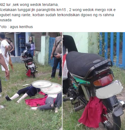 Baju Gamis Tersangkut Gir Motor, Seorang Ibu Jatuh Kemudian Meninggal