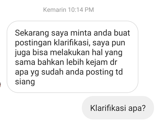 Dia yang punya "hutang", tapi dia yang ngancam.