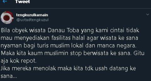 Wisata Halal Danau Toba Disebut Hoaks, Warganet: Salam Buat Tengku Zul