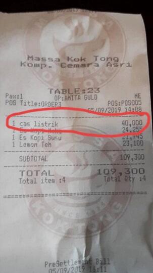 Viral,Restoran ini tarik biaya ngecas Rp.40.000 ke pelanggannya