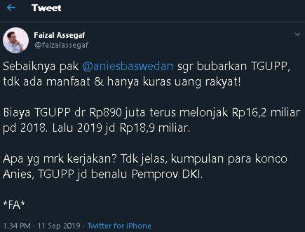 Telan Biaya 18,9 Miliar, Eks PA 212 Minta Anies Baswedan Bubarkan TGUPP