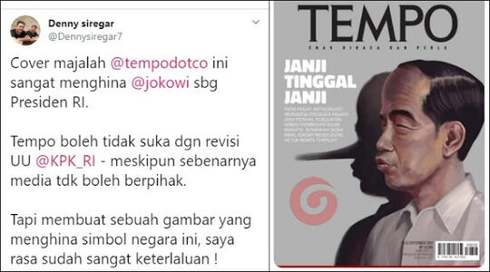 Bikin Hidung Macam Pinokio, Pendukung Jokowi Sebut Cover Majalah TEMPO Keterlaluan