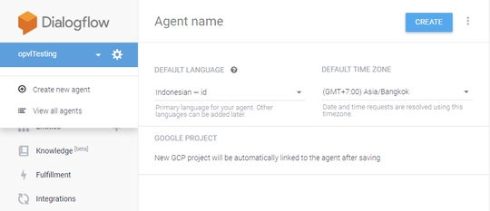 Aplikasi Google Asisten - Dialogflow
