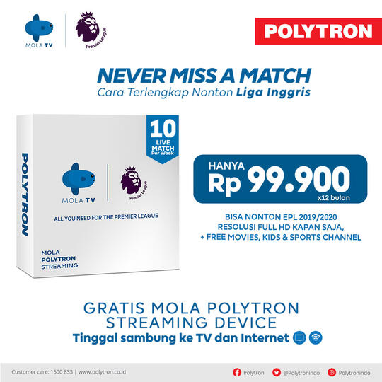 Pengen Nonton Liga Inggris dan EURO 2020? Mola Polytron Streaming Device Jawabannya