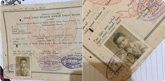 Uniknya Temuan Ijazah Sekolah Tahun 1954, Pas Foto Dengan Pose Menopang Dagu