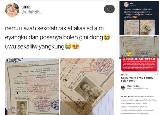 Uniknya Temuan Ijazah Sekolah Tahun 1954, Pas Foto Dengan Pose Menopang Dagu
