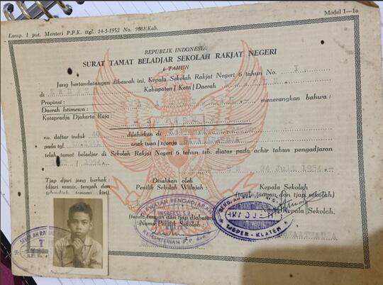 Uniknya Temuan Ijazah Sekolah Tahun 1954, Pas Foto Dengan Pose Menopang Dagu