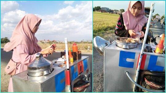 Viral! Penjual Cilok Cantik, Awalnya Cuma Bantu Sang Kakak, Kini Omset Naik