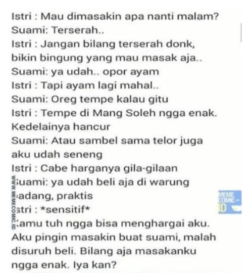 Balada Obrolan Para Pasutri, Miris! tapi Bikin Ngakak Kejer, Awas Jangan di-Tiru!