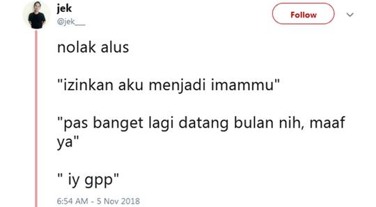 12 Twit Lucu Super Nyeleneh Nolak Halus yang Bikin Jomlo Kejang-kejang! Kasihan Gak?