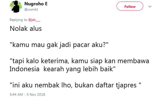 12 Twit Lucu Super Nyeleneh Nolak Halus yang Bikin Jomlo Kejang-kejang! Kasihan Gak?