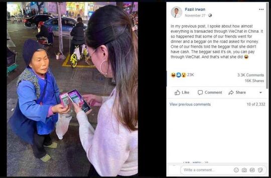 Inovasi Gan! Pengemis Asal China Ini Sudah Pakai QR Code untuk Transaksi Digital