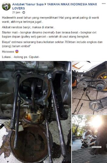 Kasus NMAX Terjang Banjir, Mesin Kena Water Hammer Sampai Setang Piston Bengkok