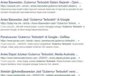 Selamat! Anies Baswedan Dinobatkan Jadi Gubernur Terbodoh Versi Google