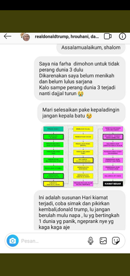 10 DM Terngakak Netizen +62 yang Menyerbu IG Trump Karena Takut Perang Dunia 3