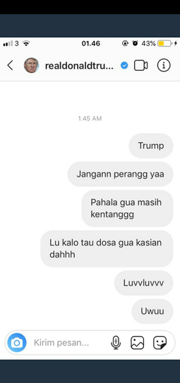 10 DM Terngakak Netizen +62 yang Menyerbu IG Trump Karena Takut Perang Dunia 3