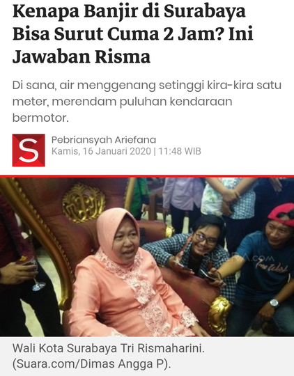 Kenapa Banjir di Surabaya Bisa Surut Cuma 2 Jam? Ini Jawaban Risma