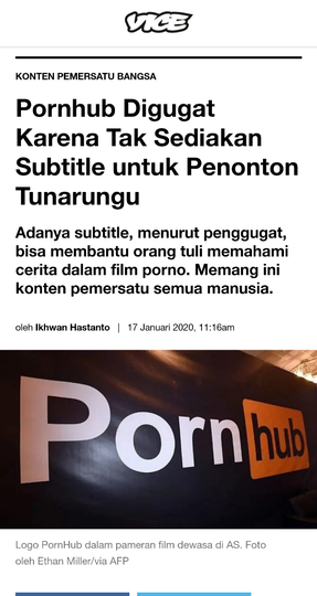 Pornhub Digugat Karena Tak Sediakan Subtitle untuk Penonton Tunarungu