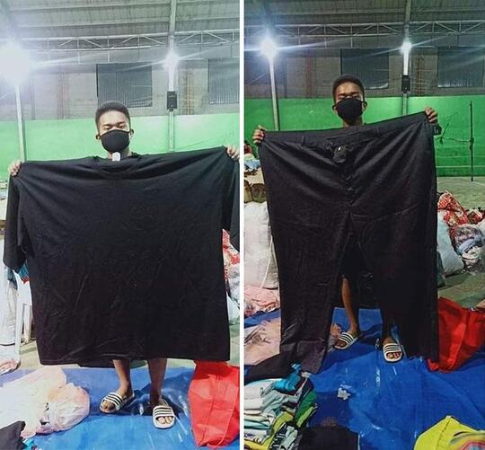 Pengungsi Gunung Taal Memakai Baju Sumbangan Mereka Bikin Ngakak!