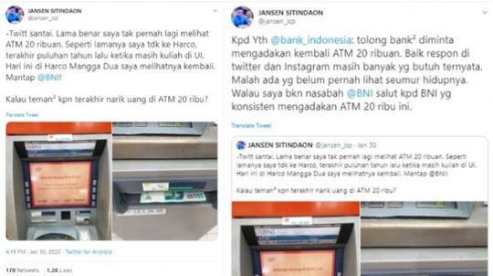 Viral Mesin ATM 20 Ribu, Netizen Ramai Berikan Usulan ke BI