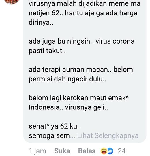 Sangking Santuynya, Masyarakat +62 : Virus Corona Takut Masuk Indonesia