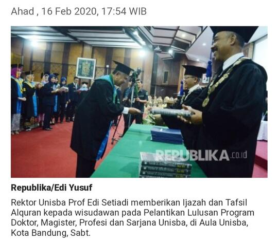 Mahasiswa Non Muslim Raih IPK Tertinggi di Unisba