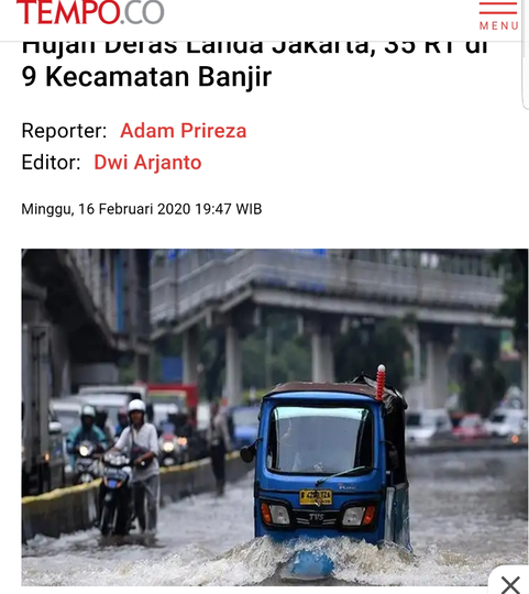 Hujan Deras Landa Jakarta, 35 RT di 9 Kecamatan Banjir