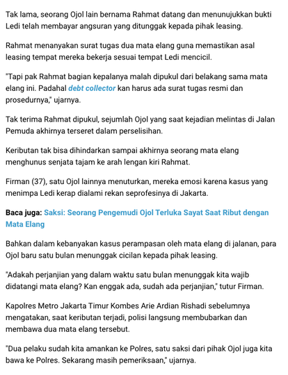 Polisi Panggil Leasing yang Pakai Jasa Mata Elang Perampas Motor Ojol
