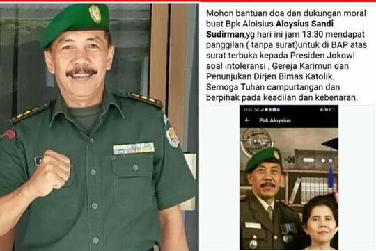 Hukuman Disiplin Bagi Letkol Sandi Gegara Surat Intoleransi