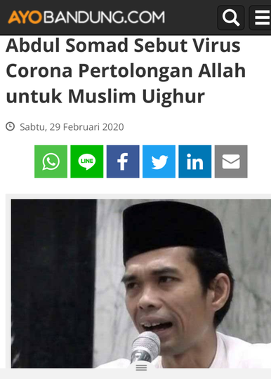 Ustaz Somad Beri Penjelasan Soal Anggapan 'Virus Corona Tentara Allah
