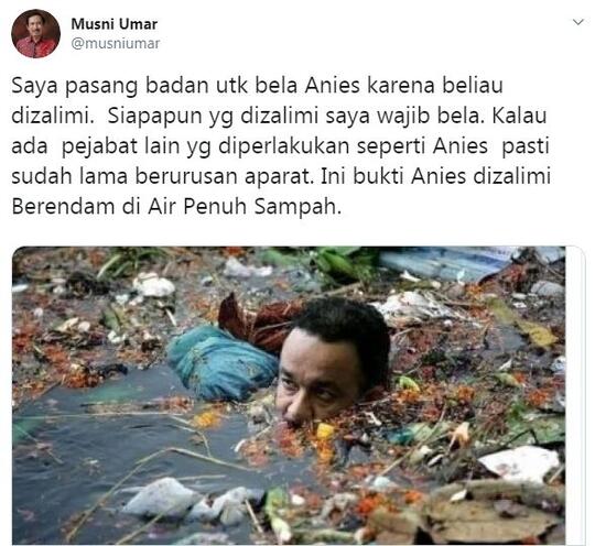 Heboh Foto Anies Berendam di Air Sampah, Rektor UIC Pasang Badan Siap Bela