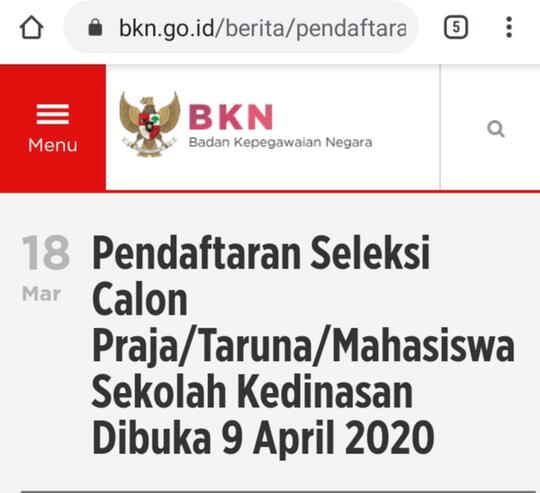 Pendaftaran Sekolah Kedinasan Dibuka Bulan April 2020