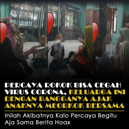 Percaya Rokok Bisa Cegah Corona, Kepala Keluarga Ini Ajak Anaknya Merokok Bersama