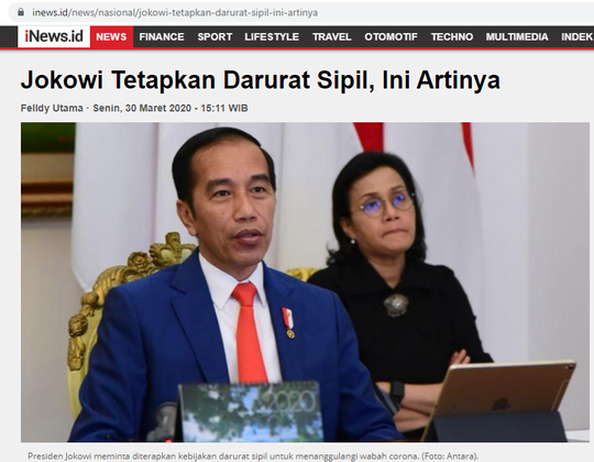 Jokowi Perintahkan Pembatasan Sosial Skala Besar dan Darurat Sipil