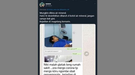 Habis Minum Cairan Disinfektan, Seorang Warga Tegalrejo Dirawat di RS