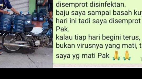 Viral Curhatan Tukang Galon Disemprot Disinfektan 32 Kali Saat Antar Pesanan
