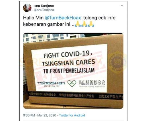 CEK FAKTA: Benarkah Ada Tulisan untuk FPI di Paket Bantuan China?