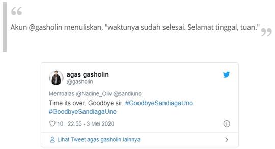 #GoodbyeSandiagaUno Trending Topic, Ada Apa dengan Sandiaga Uno?