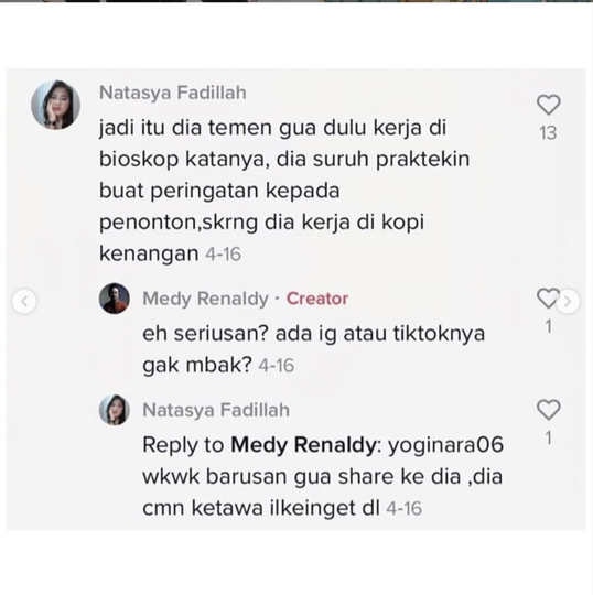 Akhirnya terjawab, Sosok yang suka muncul saat nonton di bioskop ini.