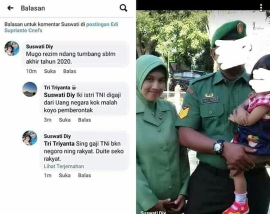 Istri Posting 'Semoga Rezim Tumbang', Anggota TNI AD Ditahan 14 ...